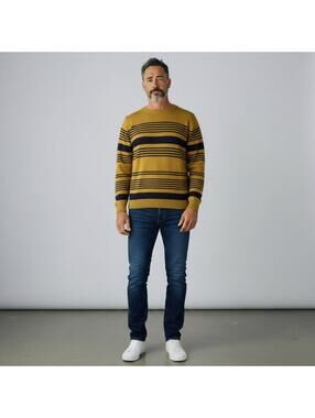 Scotch and Soda mustard yellow and navy striped sweater.XXL